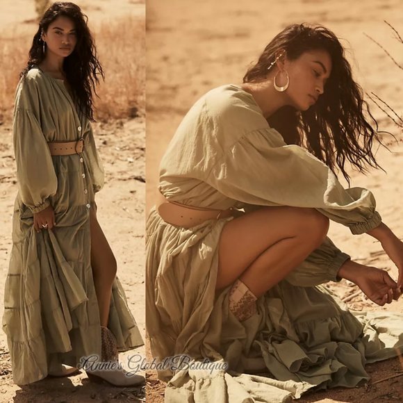 RARE NWT ANTHROPOLOGIE Erika Peña Ruffled Maxi Dress. One-Size - Picture 4 of 16